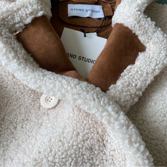 NWT STAND STUDIO KHALESSI COAT OFF WHITE TAN size FR34 XS - Picture 4 of 10